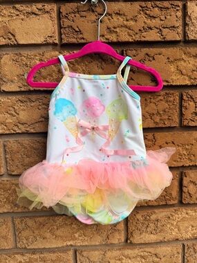 4/$25 • Kate Mack Tutu Ice Cream Rhinestone Detail Bathing Suit